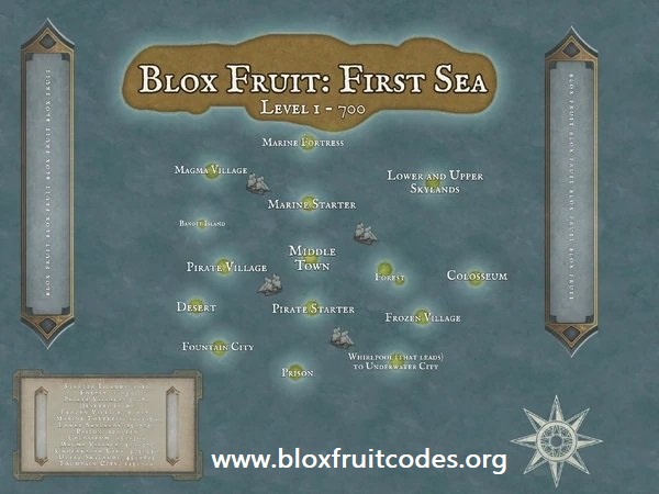 The First Sea (Old World) locations and level requirements